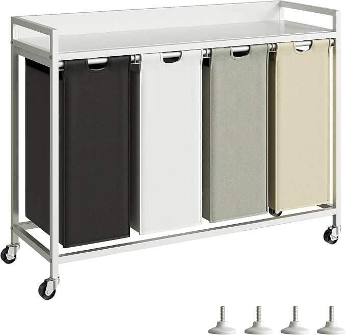 Laundry Hamper with Shelf, Laundry Basket 4 Section, Laundry Sorter with by Herture