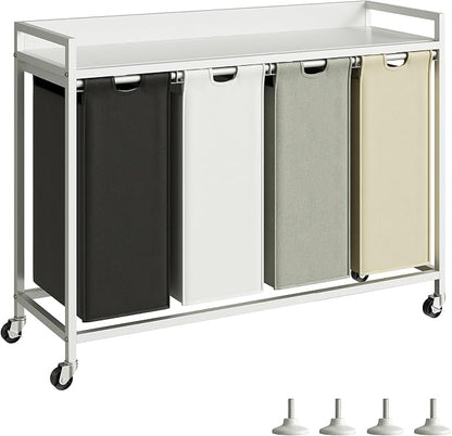 Laundry Hamper with Shelf, Laundry Basket 4 Section, Laundry Sorter with by Herture