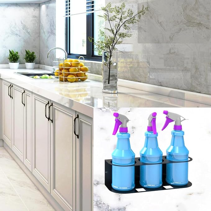 JINGCHENGMEI 2Pcs of 3 Spray Bottles Holder, Steel Wall Mount Storage Organizer - Image 4