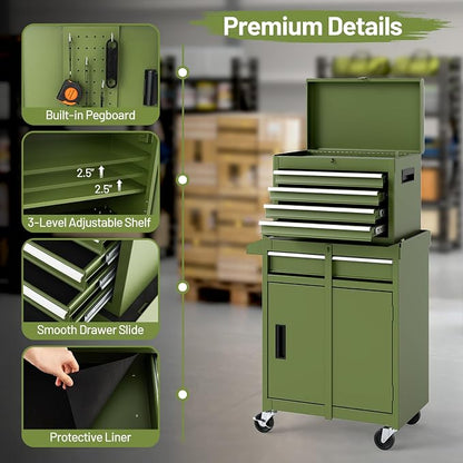 Goplus Tool Chest, 5 Drawers Rolling Tool Cabinet - Image 6