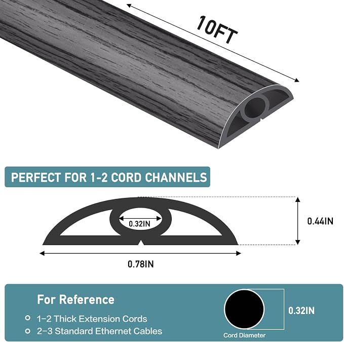 Floor Cord Cover Self Adhesive Cord Hider Floor Extension Cord Covers - Image 2