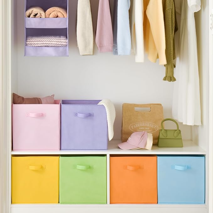 GRANNY SAYS 13 Inch Cube Storage Bins, Pastel Color, Colorful Fabric Storage - Image 3