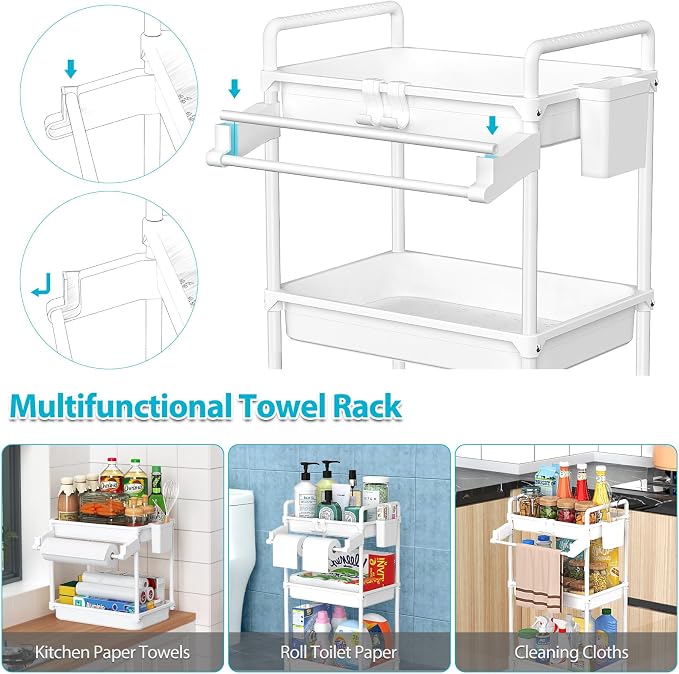 SPACEKEEPER Rolling Storage Cart, 3 Tier Utility Cart Laundry Room Organization - Image 2