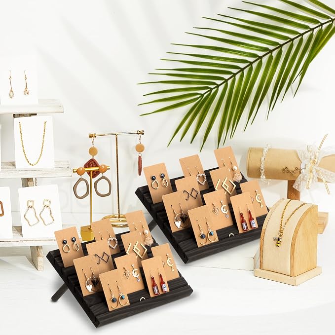 124 Pcs Wood earring card display wooden earring display stand 4 Set Jewelry - Image 3