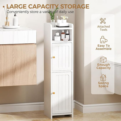BEWISHOME Small Bathroom Storage Cabinet, 2 Doors Narrow Bathroom Cabinet | - Image 7