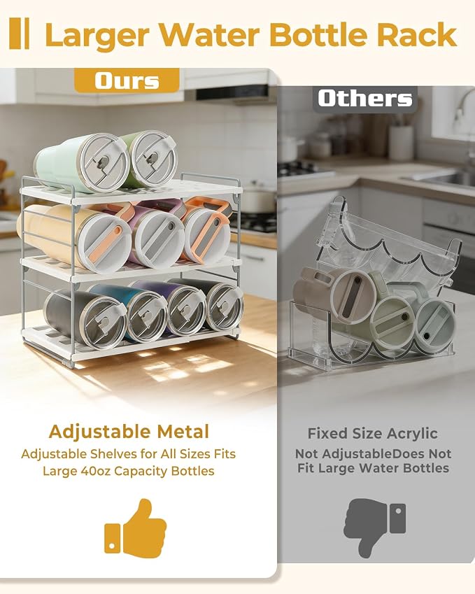 Cirhy 12" Tall 3-Tier Expandable Water Bottle Organizer – Fits 20-40 oz Stanley - Image 4