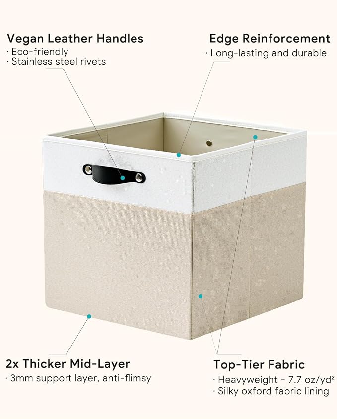 Storage Cube Bins | 7.7 oz/yd² Fabric Cubby Organizer Baskets - Image 6