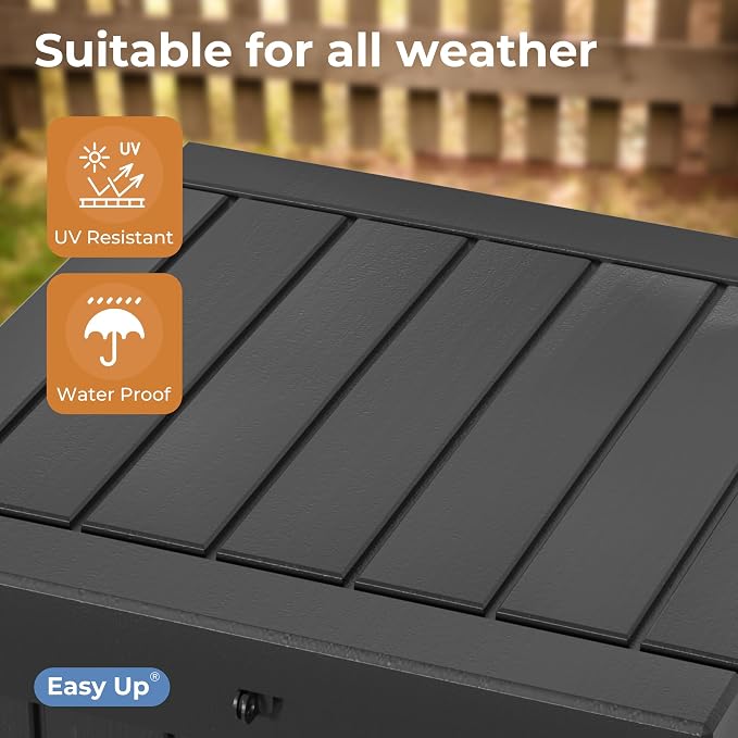50 Gallon Deck Box, Resin Outdoor Indoor Waterproof Storage Box, Lockable - Image 4