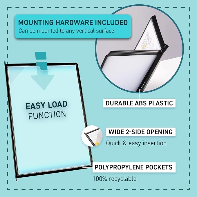 Tarifold Wall Mount Reference Organizer Display System, 10 Double-Sided Pockets - Image 3