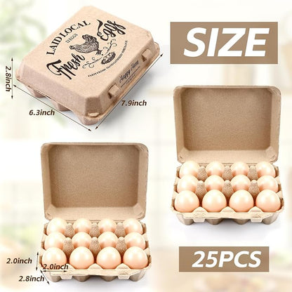 Zhanmai 100 Pack Egg Carton Bulk 12 Chicken Duck Egg Carton Vintage Printed - Image 2