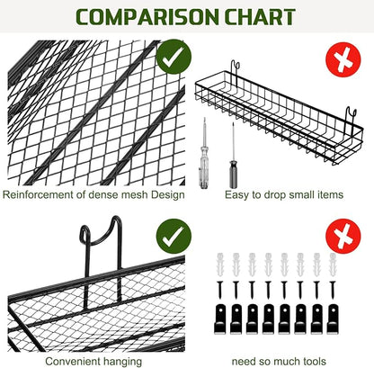 4 Pcs Metal Wire Mesh Basket for Gridwall Black Hanging Wire Mesh Basket - Image 3