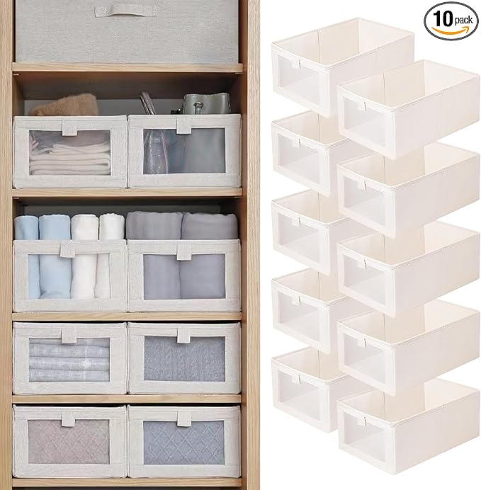 Linen Closet Organizers And Storage, 10 Pack Closet Storage Bins Linen Closet by Pradnel