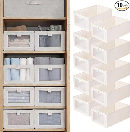 Linen Closet Organizers And Storage, 10 Pack Closet Storage Bins Linen Closet by Pradnel