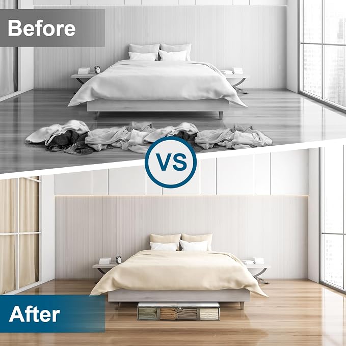 4 Packs Under Bed Storage Containers Bins, Humid-Proof Plastic Underbed Storage - Image 6