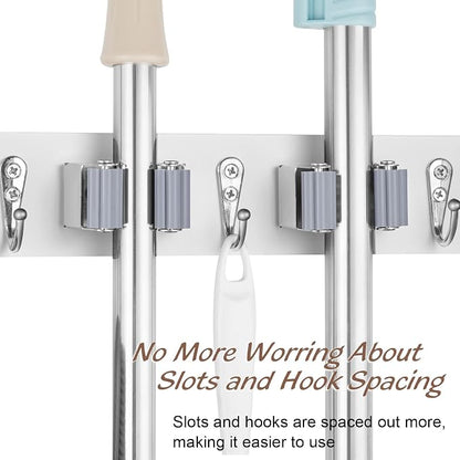 White Mop Broom Holder Wall Mount - Image 4