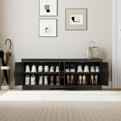 HOMSHO Farmhouse Shoe Storage Bench - Image 4