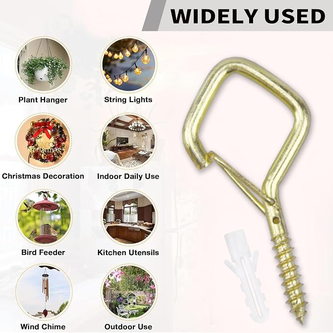 100 PCS Gold Eye Screw Hooks for Hanging Heavy Duty - Image 3
