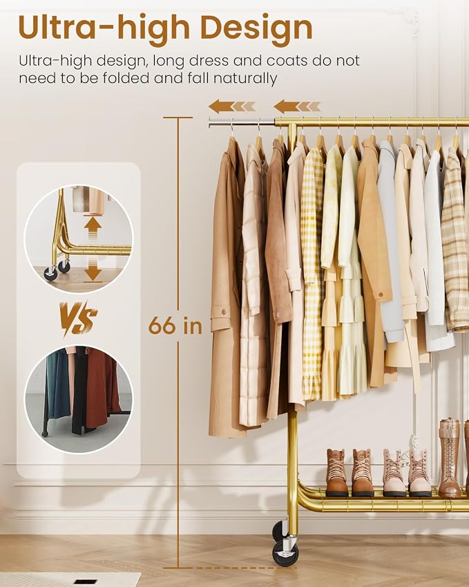 Heavy Duty Clothes Rack, Metal Clothing Rack Load 450 LBS, Rolling Coat Racks - Image 4