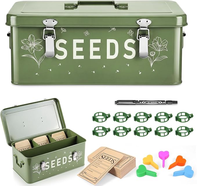 Seed box, Seed storage box, Garden seed organizer | 50 Seed Envelopes, 100 by Providemorechoicesforyour