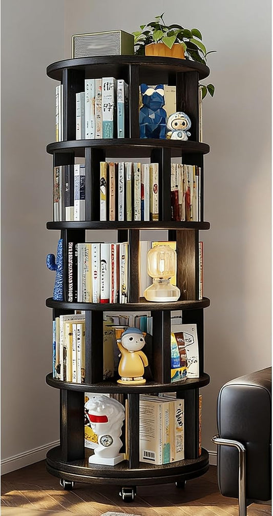 Rotating Bookshelf Tower 2/3/4/5/6 Tier Wood Rotating Bookshelf Wooden Book by Unknown