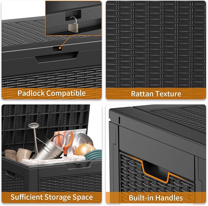 30 Gallon Resin Deck Box, Lockable Patio Outdoor Storage Box - Image 5