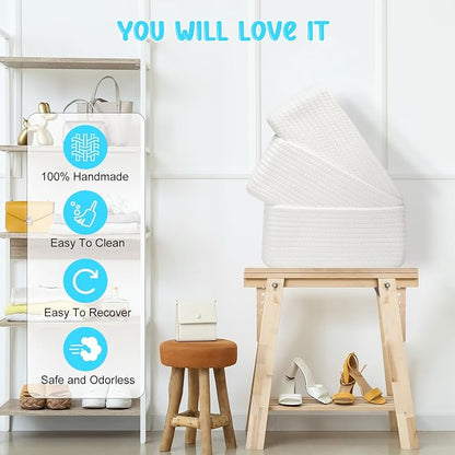 3-Pcs Shelf Baskets for Organizing, Closet Organizer Bins, Small Woven Baskets - Image 4