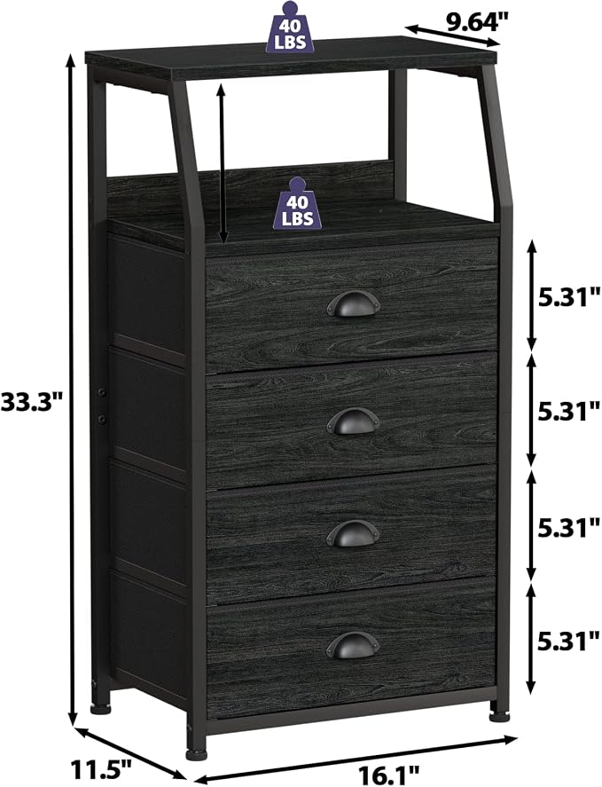 Furnulem Dorm Tall Nightstand, Small Dresser - Image 3