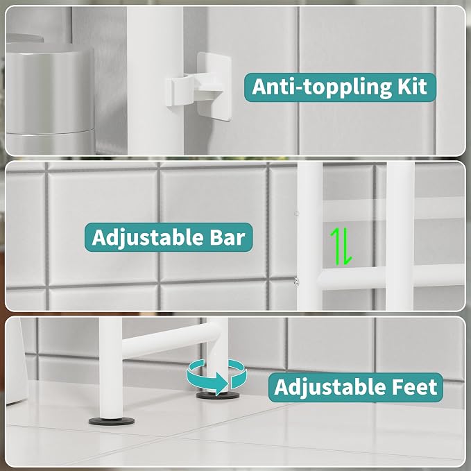 3-Tier Over The Toilet Storage Organizer, Space-Saving Bathroom Rack - Image 5