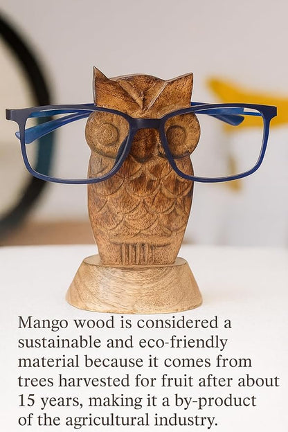 Stocking Stuffers Wooden Owl Glasses Holder Night Stand Reading Eyeglass - Image 3