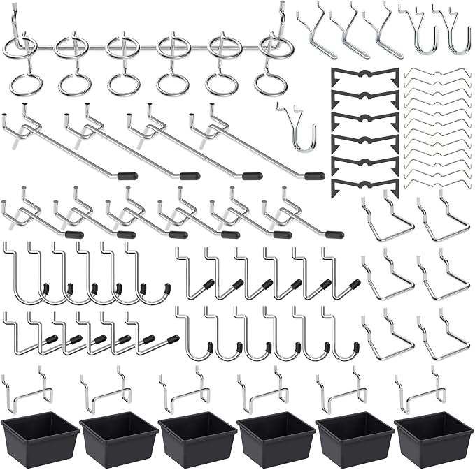 Pegboard Hooks Assortment, for Organizing Various Tools, by FRIMOONY