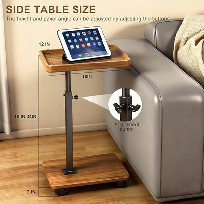 Adjustable Height Couch Tables That Slide Under Sofa, 360° Swivel Modern Tv - Image 5