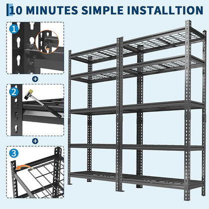 Garage Shelving 2200 LBS Storage Shelves Adjustable Metal Shelving Unit Heavy - Image 7
