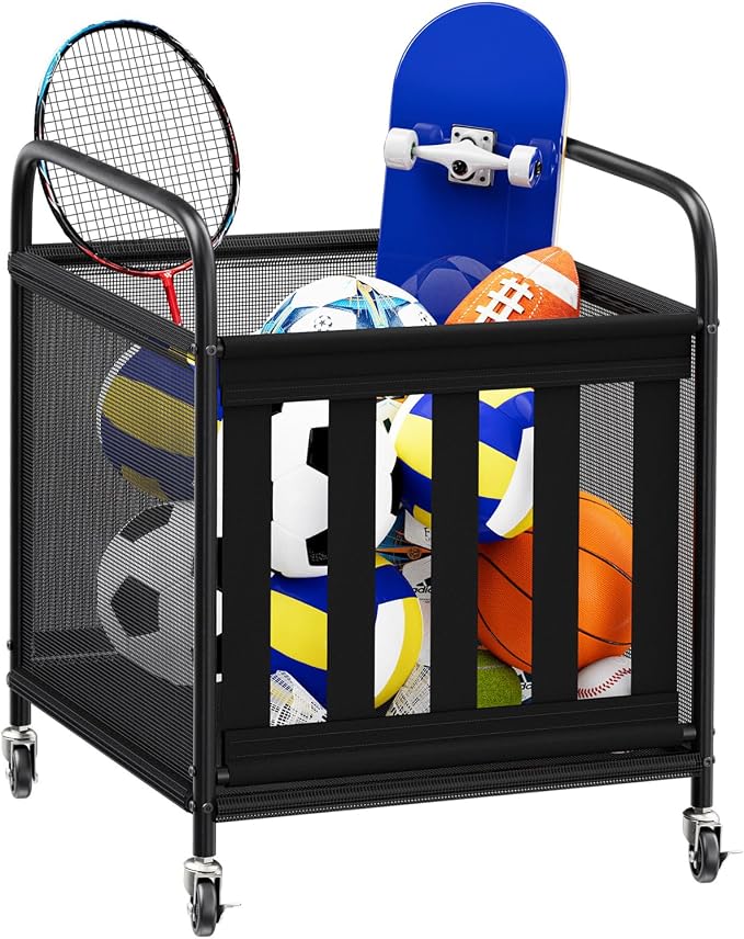 Ball Storage Cart, Sports Equipment Organizer by STORENIZATION