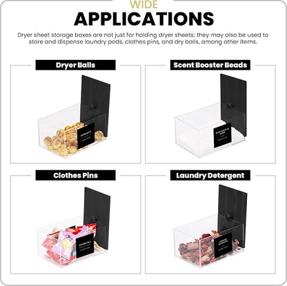Dryer Sheet Holder with 30 waterproof Labels, Acrylic made tissue box holder - Image 6