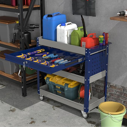 Heavy Duty 3 Tier Tool Cart, Mechanic Metal Rolling Tool Cart - Image 2