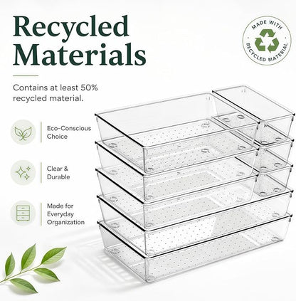 8 Pack Large Clear Plastic Drawer Organizer Bins - Image 3