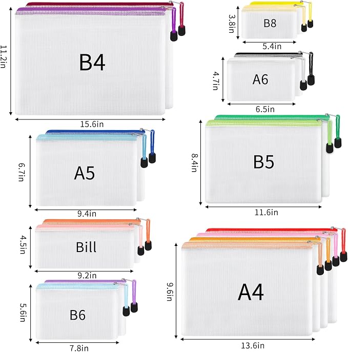 EOOUT 56pcs Mesh Zipper Pouch, Waterproof Zipper Bags, 8 Sizes Plastic Travel - Image 2
