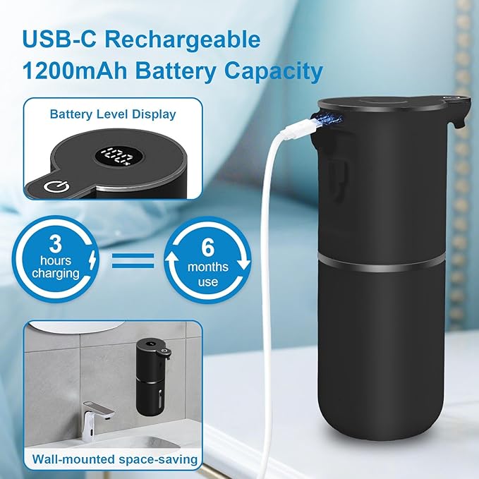 Automatic Liquid Soap Dispenser Touchless, USB Rechargeable Smart Hand Soap - Image 4