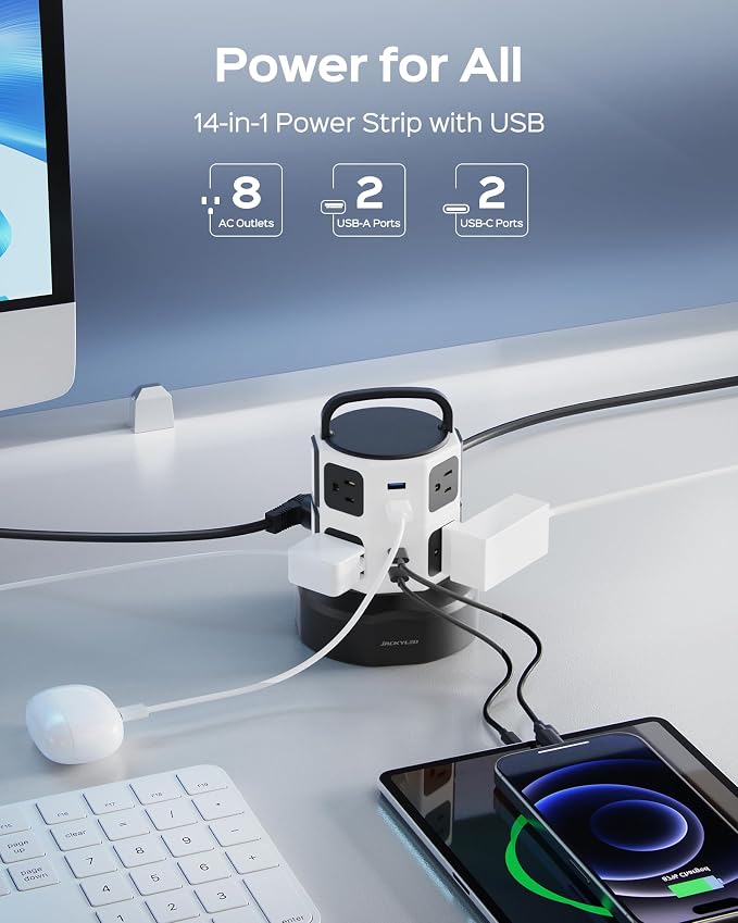 Tower Surge Protector Power Strip, JACKYLED Extension Cord - Image 2