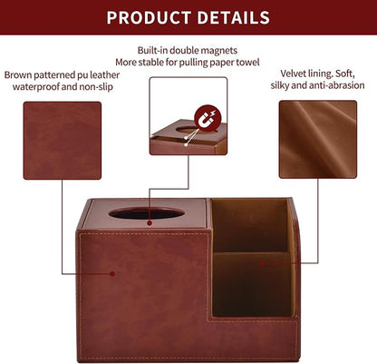 PU Leather Square Tissue Box Cover, Tissue Box - Image 7