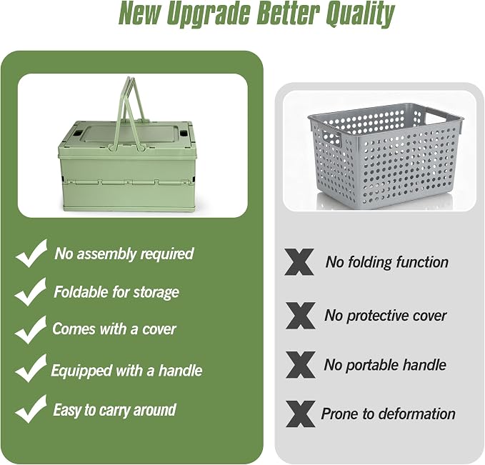 Collapsible Storage Crate, Foldable Plastic Basket - Image 7
