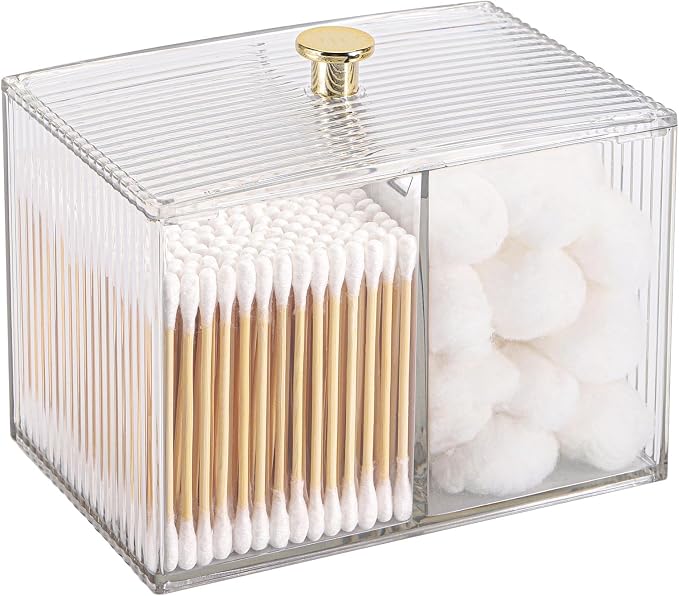 Tbestmax Qtip Holder Dispenser 3-Section Clear Bathroom Container Organizer 3 by Tbestmax