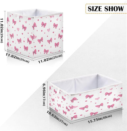 Pink Bows Hearts Pattern Closet Organizers Storage Cubes Storage Bins Shelf - Image 3