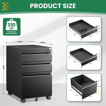 3 Drawer Mobile File Cabinet - Image 3