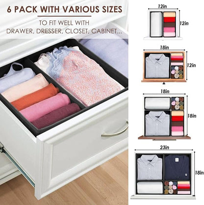 Criusia 6 Pack Clothes Drawer Organizer Dividers, Fabric Foldable Closet - Image 4
