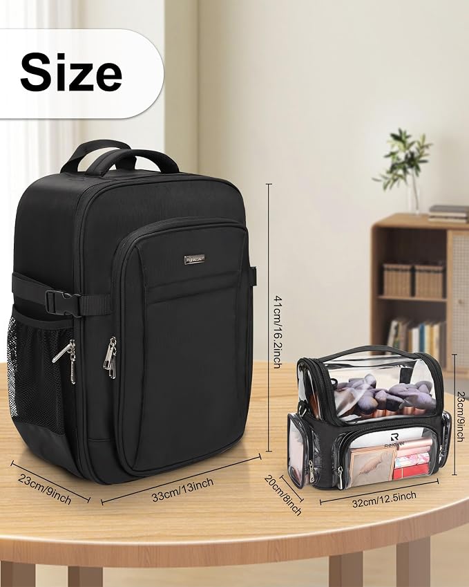 Relavel Professional Makeup Case Makeup Backpack and Clear Makeup Brush Case - Image 5