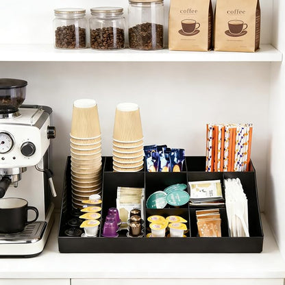SZQINJI Coffee Condiment Organizer Holder 10-Compartment Break Room Coffee - Image 2