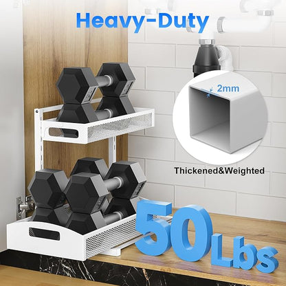 Metal Under Sink Organizer, Pull Out Cabinet Organizer Rack - Image 4