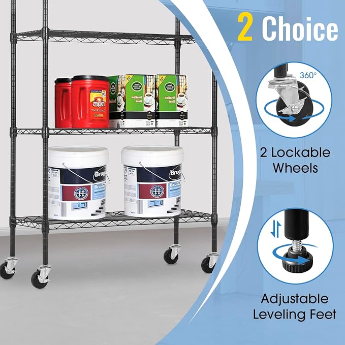 PayLessHere | 4-Tier Wire Shelf | 36"x14"x62" | Black | Adjustable Racks | - Image 6
