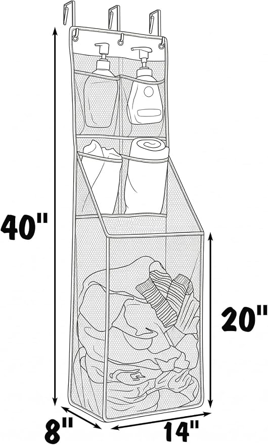 ALYER Multi-Scene Suitable Hanging Mesh Laundry Basket, Behind The Door Storage - Image 2